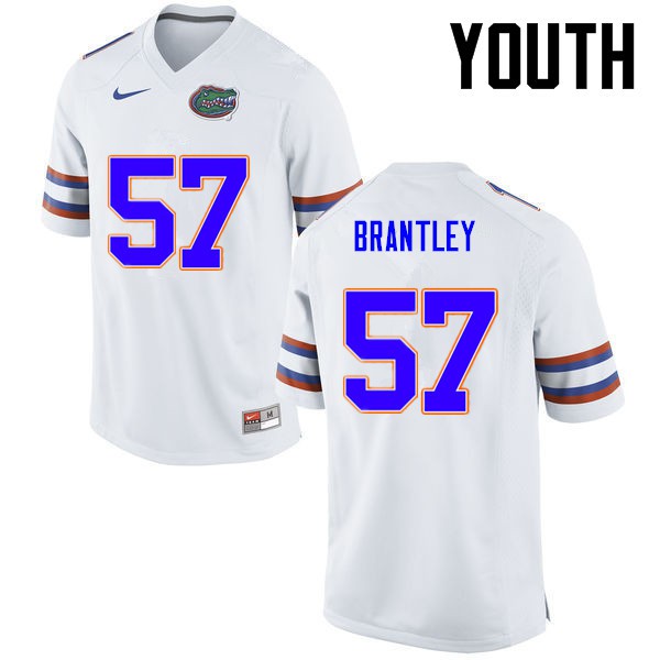 Florida Gators Youth #57 Caleb Brantley College Football Jersey White